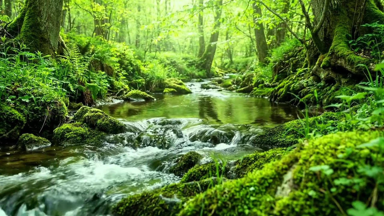Crystal Stream Flowing Gently, Birds Singing, Nature Sounds for Focus, Meditation, and Sleep