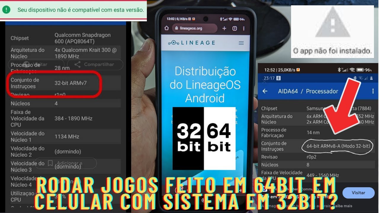 É POSSÍVEL RODAR JOGOS FEITO EM 64BIT EM CELULAR COM ANDROID EM 32BIT? DESCUBRA