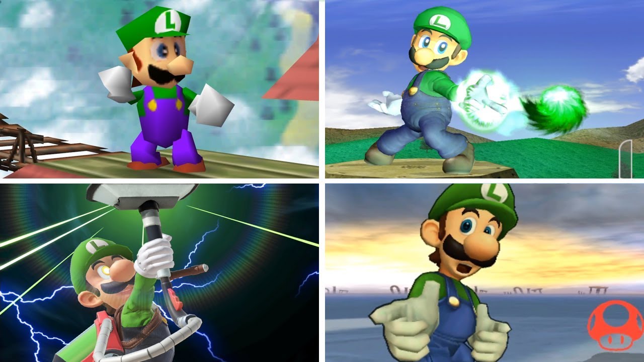 Evolution of - Luigi in Super Smash Bros. Games