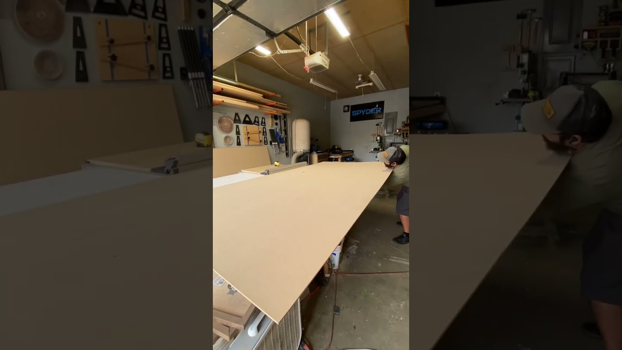 Cutting a 4x8 mdf sheet. By myself. #satisfying #shorts #woodturning #woodshop #vlog #fun