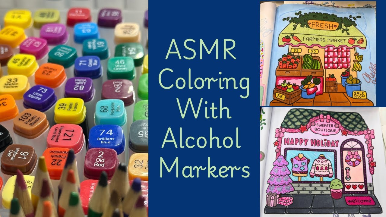 ASMR Coloring With Alcohol Markers | No Talking | No Music | Coco Wyo