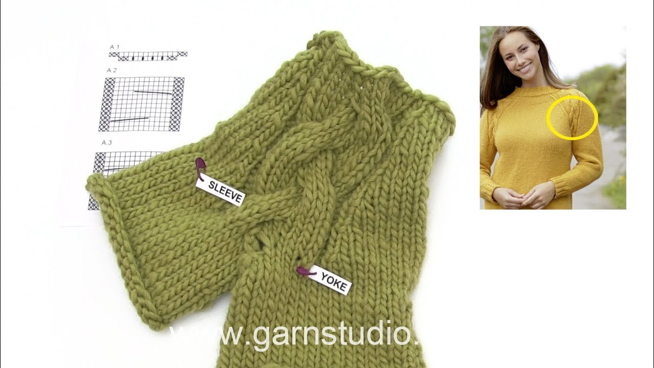 How to knit the cables and raglan in DROPS 180-16