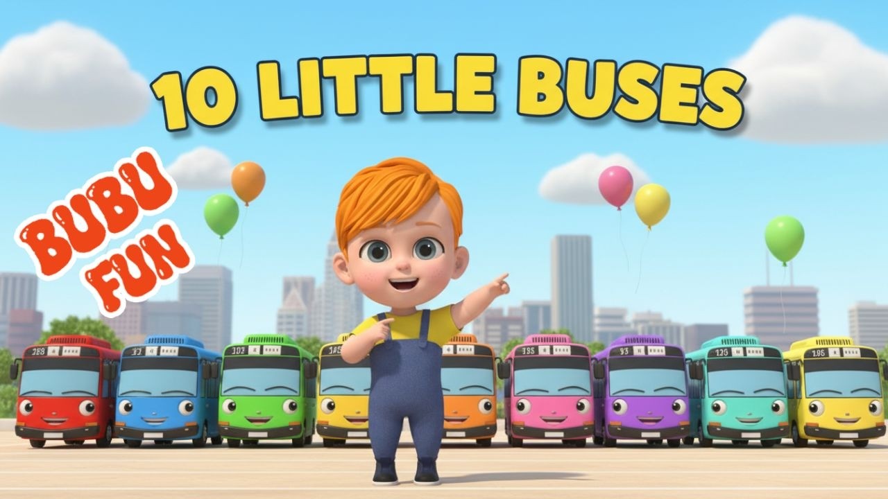 10 Little Buses Song | Counting Numbers 1–10 Nursery Rhyme for Kids 🚍🎶