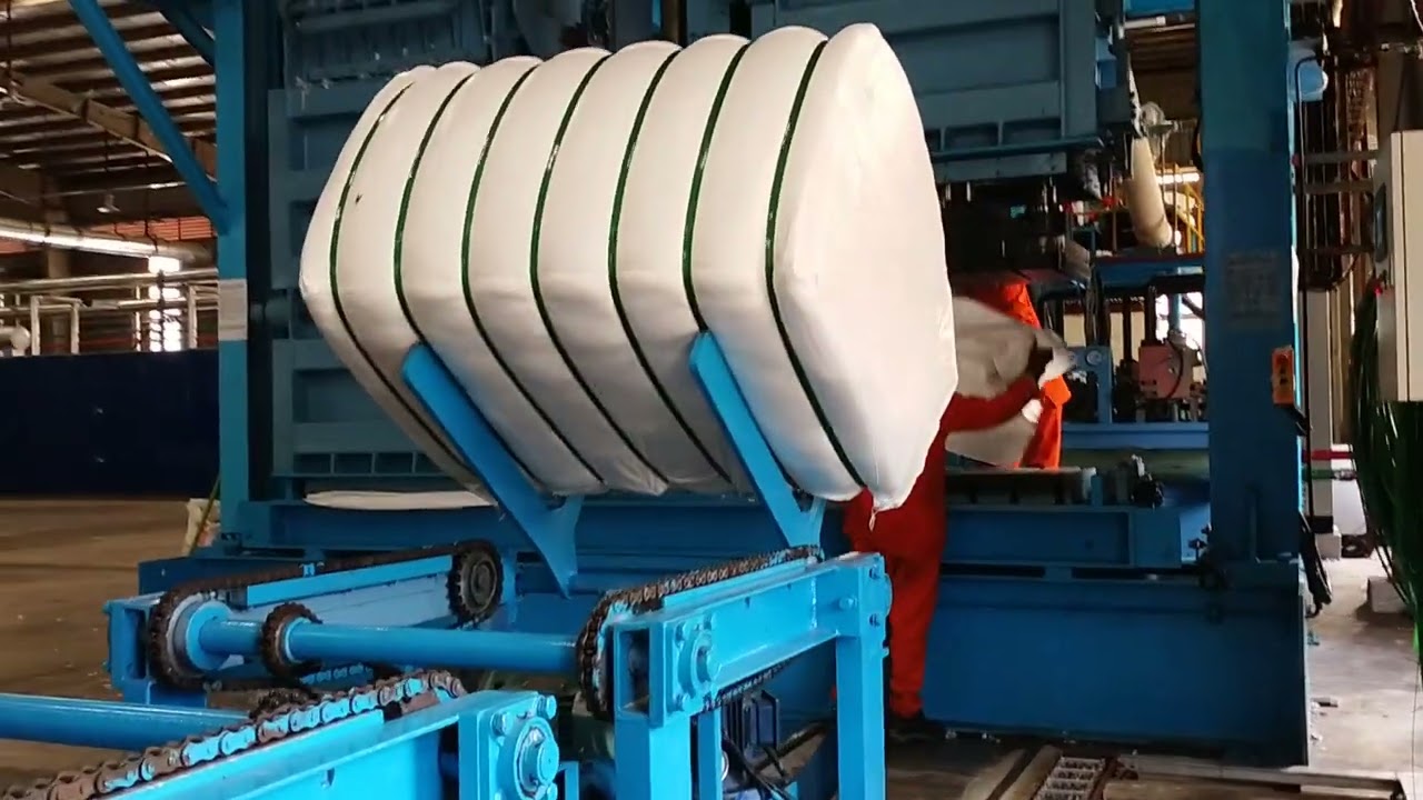 Bale pressed machine for PSF | Polyester staple fiber manufacturing process #recycle #reduce #reuse