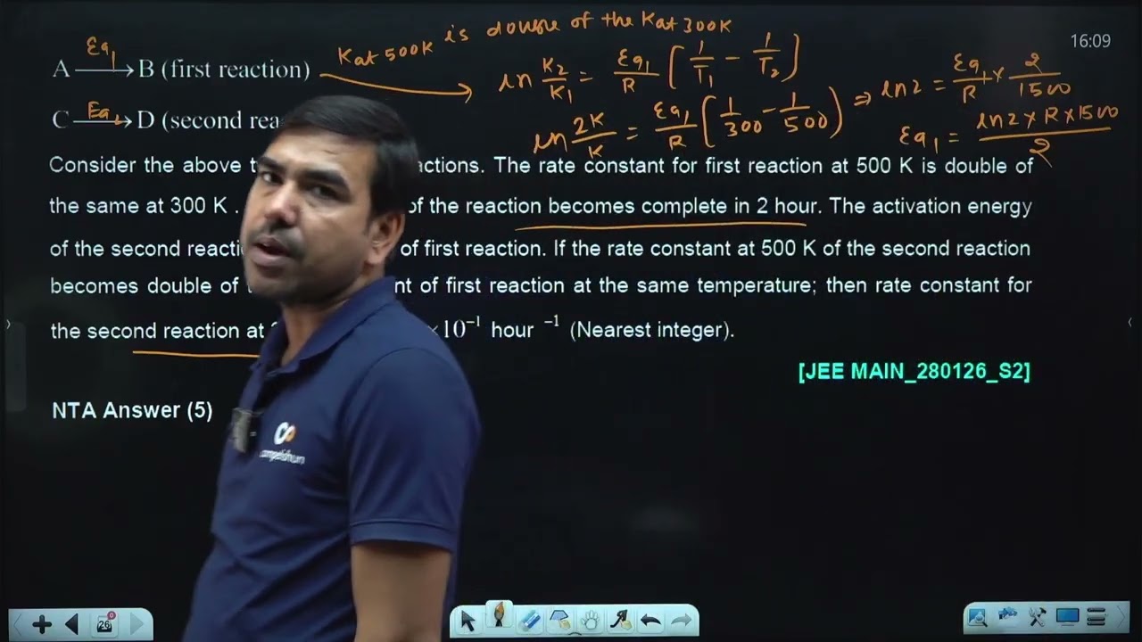 Consider the above two first-order reactions.  28 JAN 2026 SHIFT-2 JEE MAIN PYQ