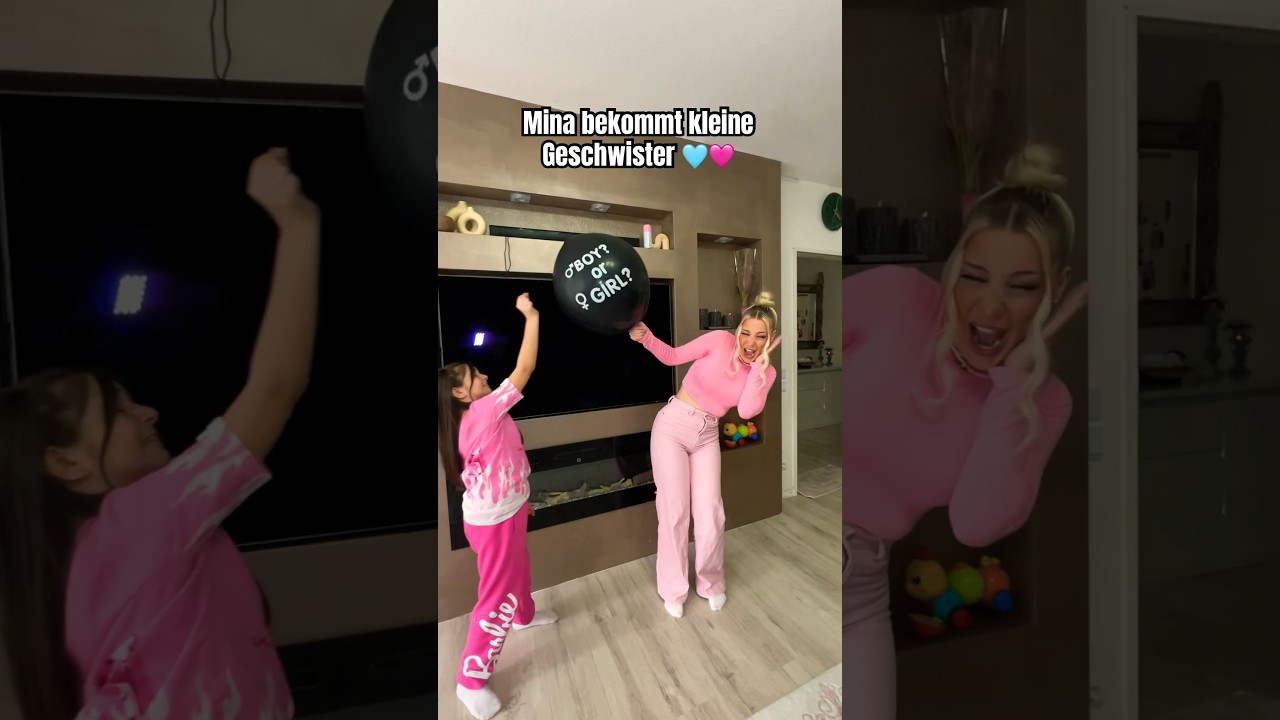 Kleines M&auml;dchen bekommt kleine Schwester oder Bruder 😳🩵🩷 #canselguel #genderreveal #shorts