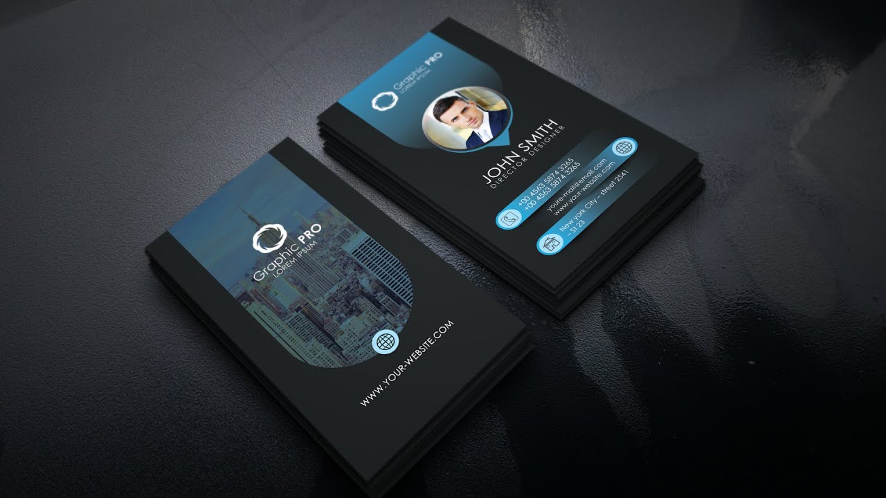 3D (blue) Business Card | Photoshop Tutorials