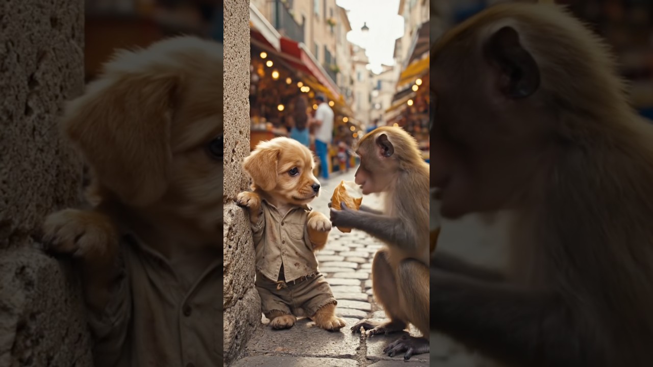 From Chains to Hope: The Puppy and the Monkey&rsquo;s Journey to Freedom ✨ #puppy #ai #aishorts