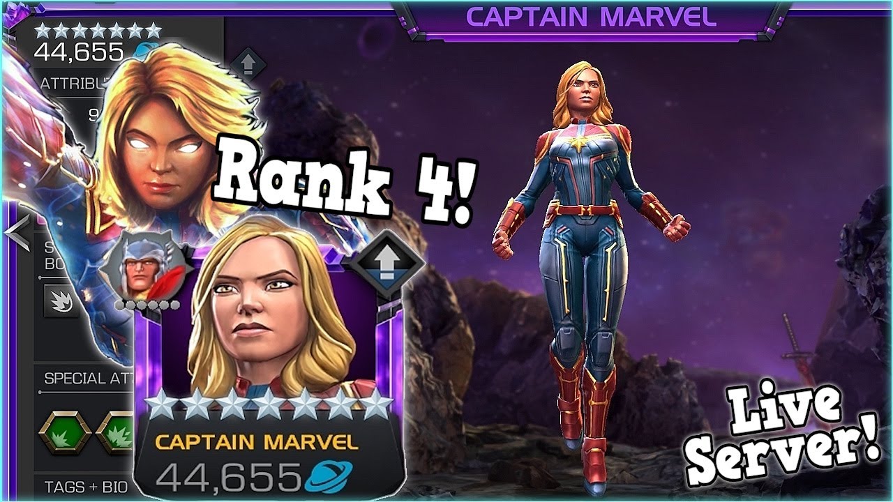 7 Star Rank 4 Captain Marvel Movie Rank Up & Gameplay! Live Server! | Marvel Contest of Champions