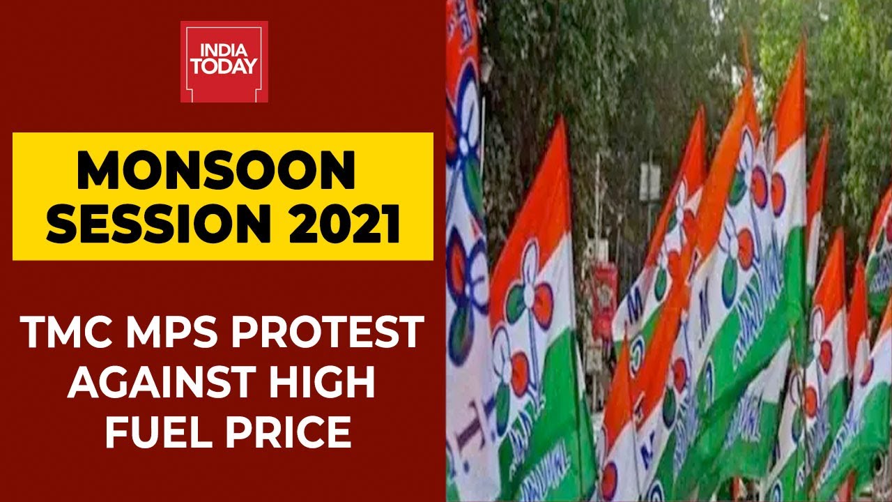 Parliament's Monsoon Session: TMC MPs Going Parliament On Cycle In Protest Against Fuel Price Rise