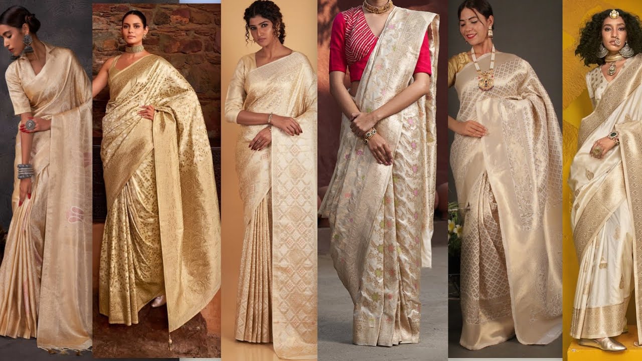 Royal Golden White Sarees #sparklestylevault #goldensarees 