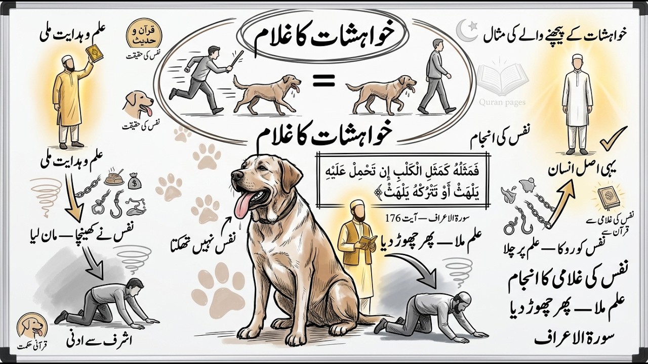 خواہشات کے پیچھے چلنے والے کی مثال | قرآن کی وہ مثال جو نفس کی غلامی کا انجام بتا دے