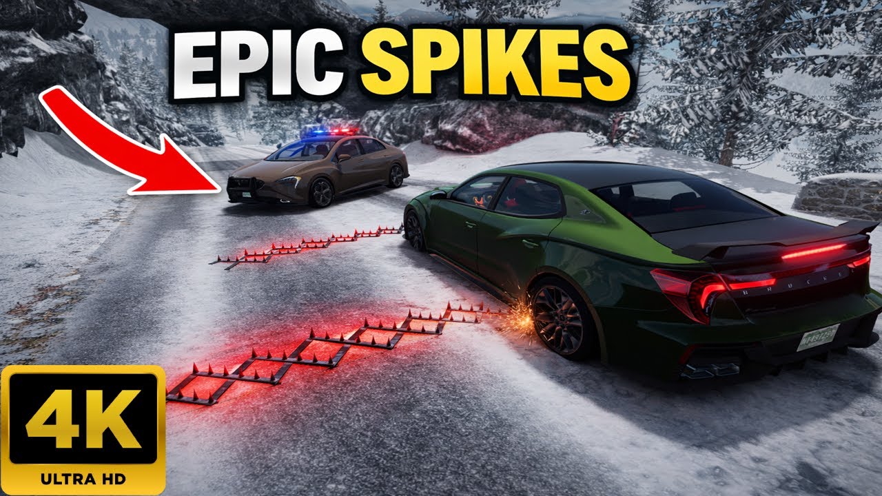 Massive Spike Strip Pileup Car Crashes #47 – BeamNG Drive