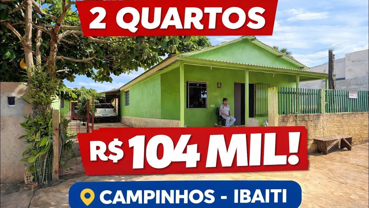 Casa Rural Barata 2 Dormitórios em Ibaiti R$ 104 Mil