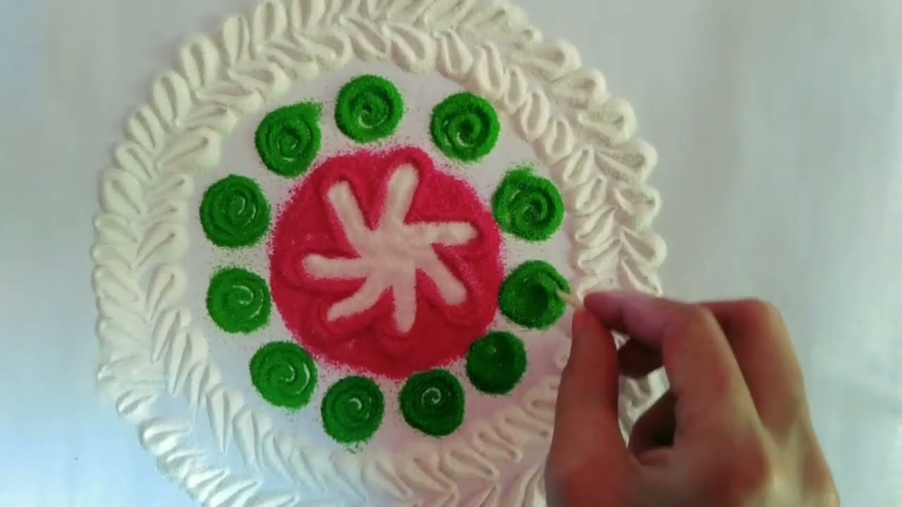 Beautiful colour rangoli easy design #10million  #ytviralvideo #Artchannel603 flowrrangoli #flowers 