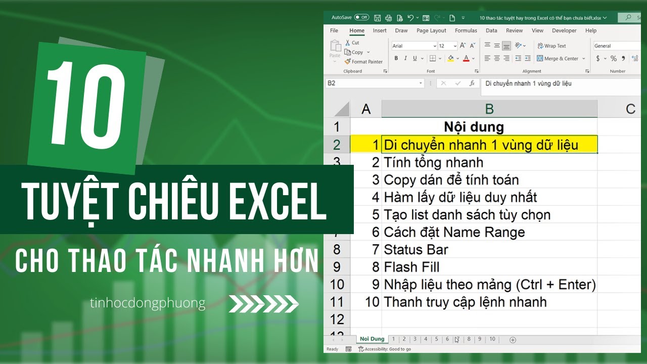 10 Tuyệt Chiêu Trong Excel thao tác nhanh hơn, tiết kiệm thời gian | Tin Học Đông Phương