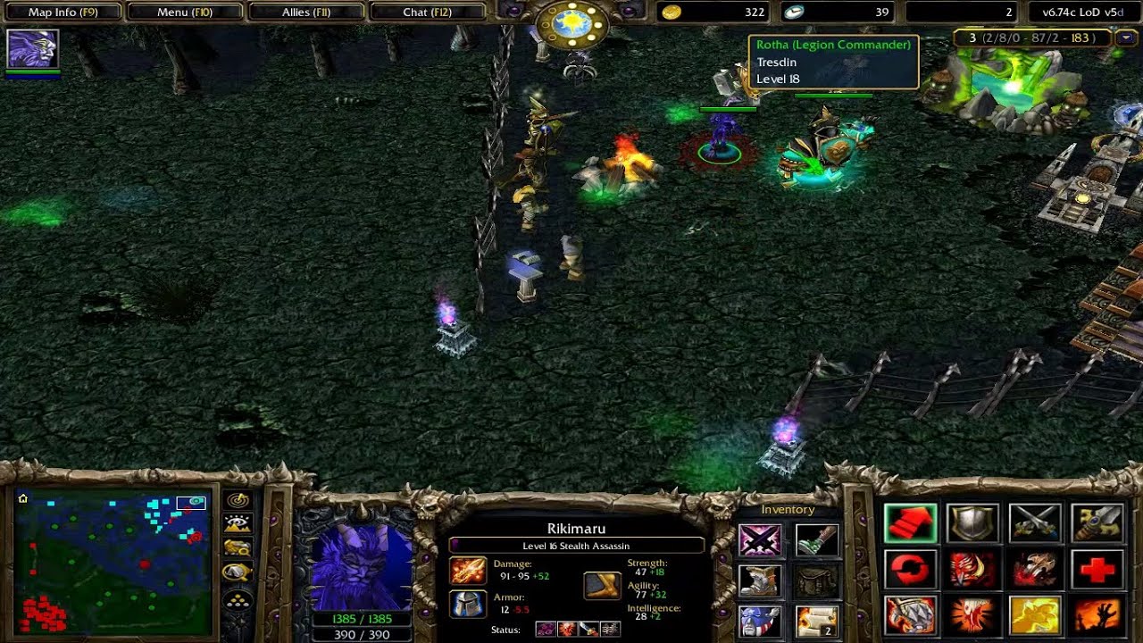 Warcraft Gaming | Dota Lod 6.74C v5d | Rikimaru vs Team 1 | Defense Of the Ancients | Path 12