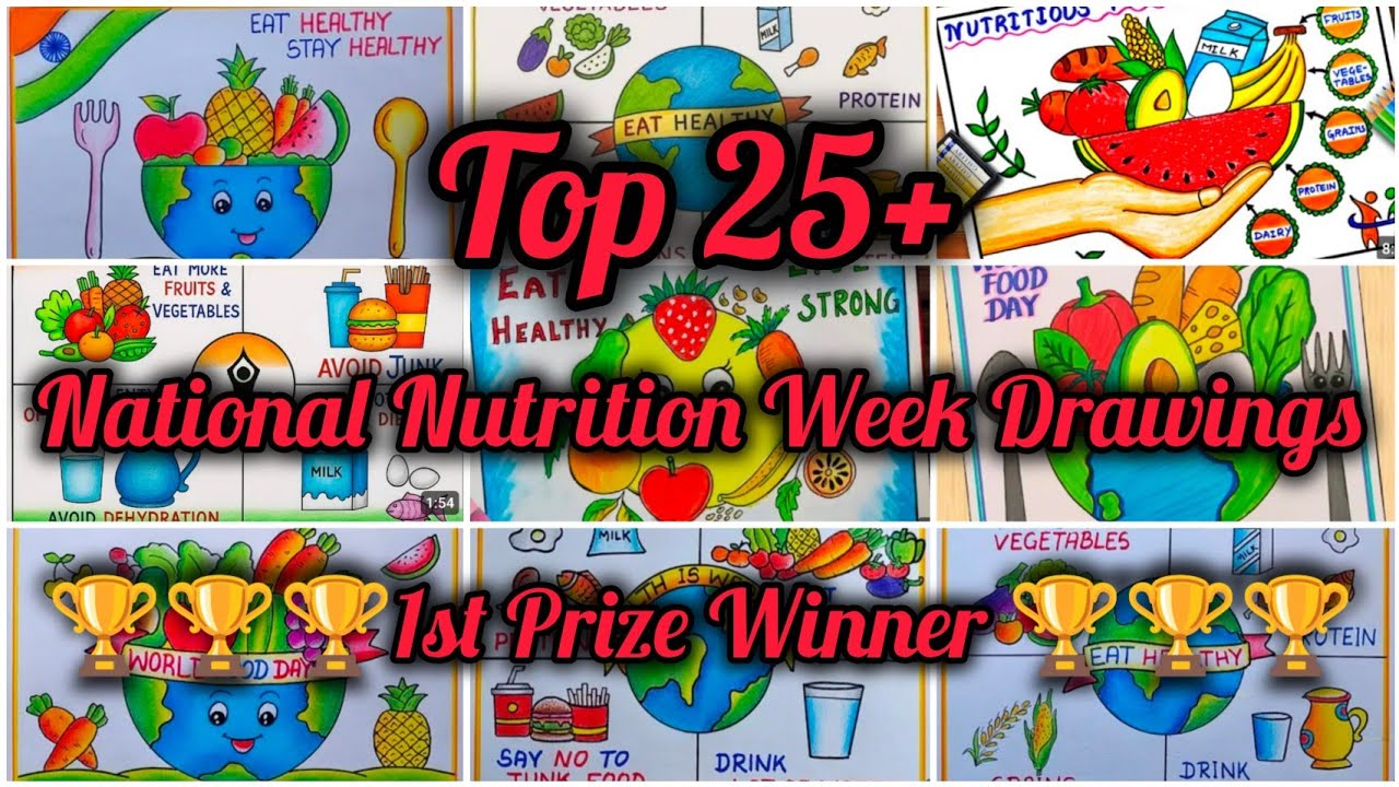 National Nutrition Week Poster Drawing/World Health Day Poster/Eat Healthy Stay Healthy Drawings 😍