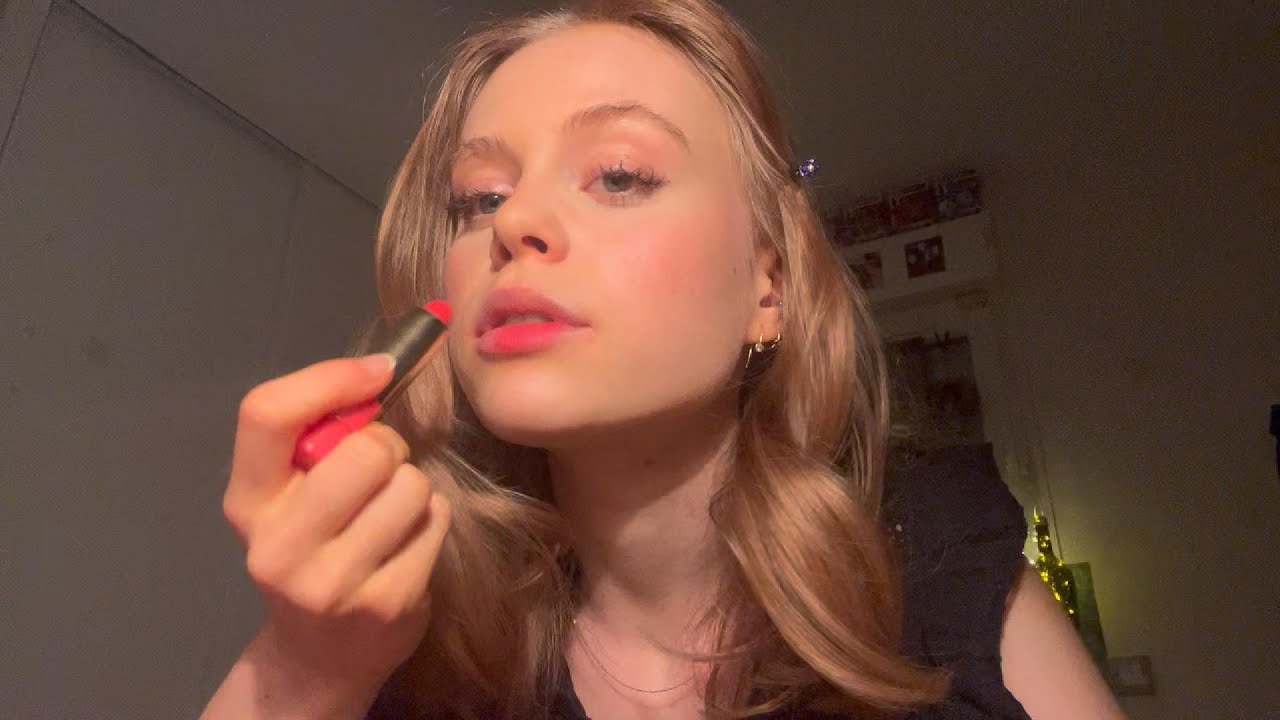 ASMR lipstick application 