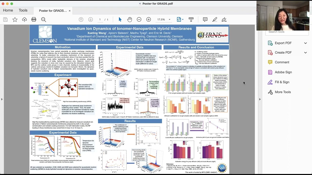 Vanadium Ion Dynamics of Ionomer-Nanoparticle Hybrid Membranes (Clemson GRADS 2022)