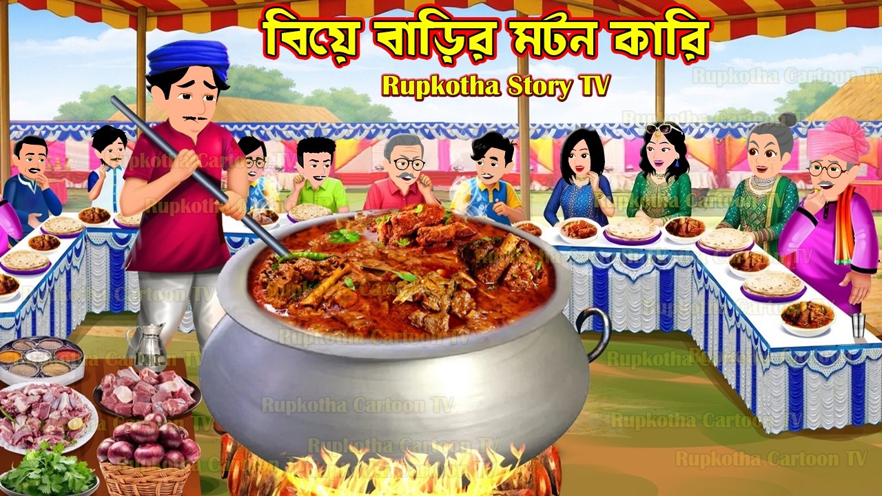 বিয়ে বাড়ির মটন কারি Biye Barir Mutton Curry | Cartoon Bangla Cartoon | Rupkotha Story TV