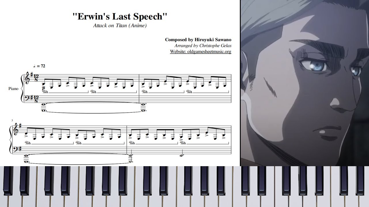 Attack on Titan - Erwin's Last Speech | Piano 🎹 (Sheet Music)