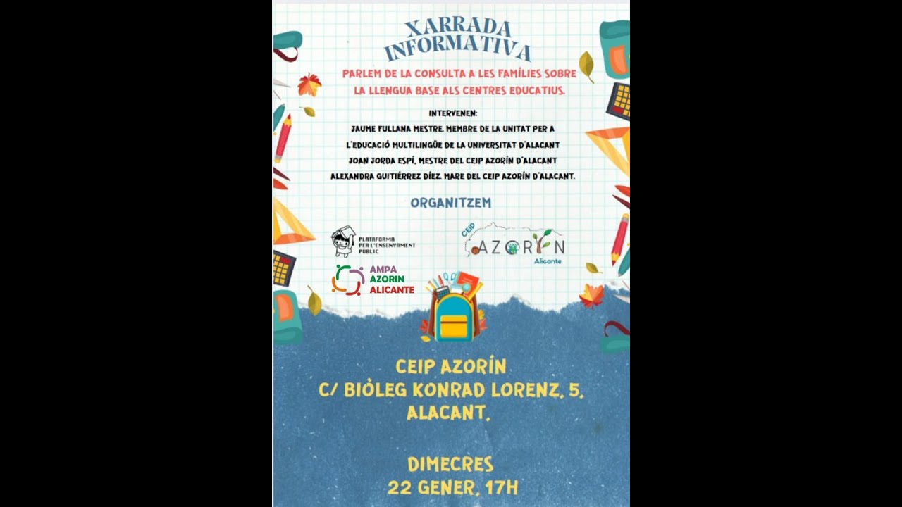 REUNION INFORMATIVA SOBRE LA LENGUA BASE CEIP AZORIN ALICANTE