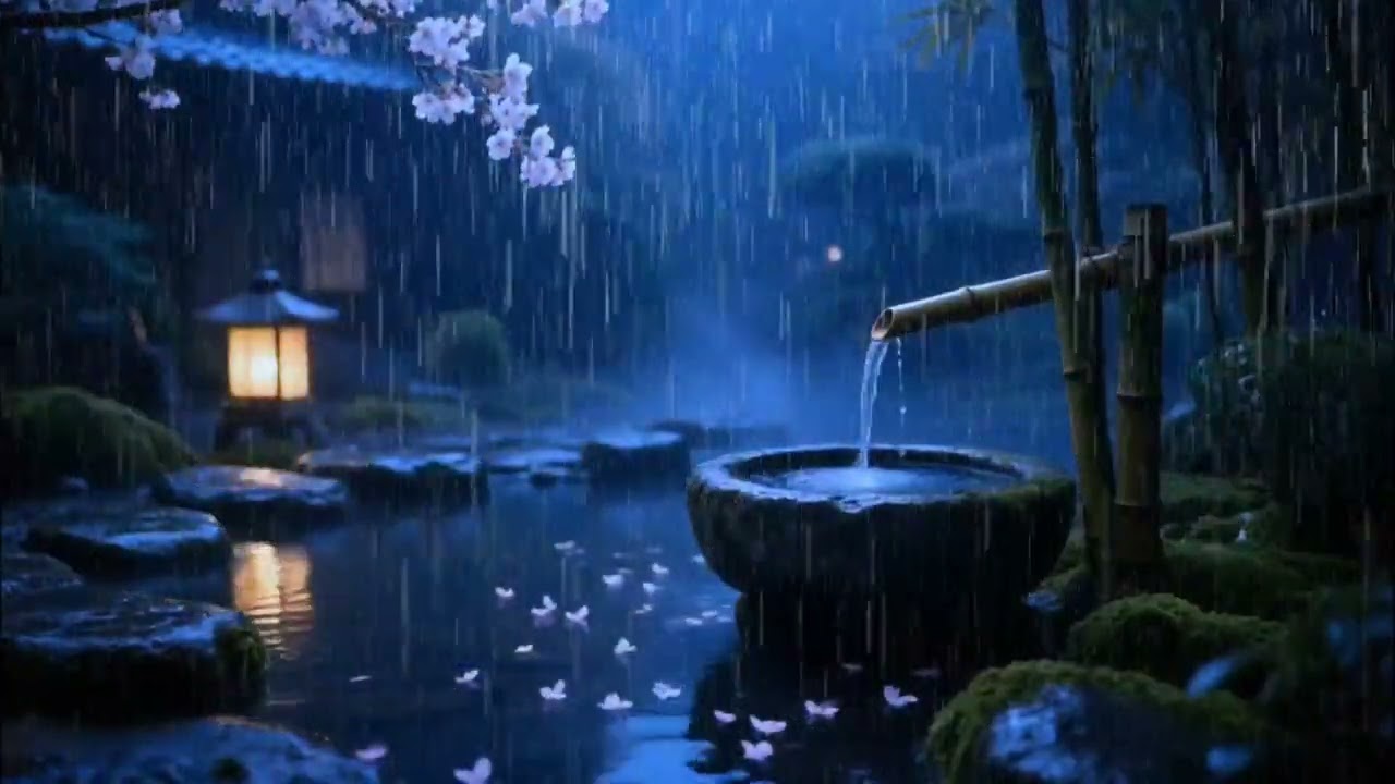 Gentle Rainfall and Relaxing Piano in a Zen Garden | Restful Sleep Aid