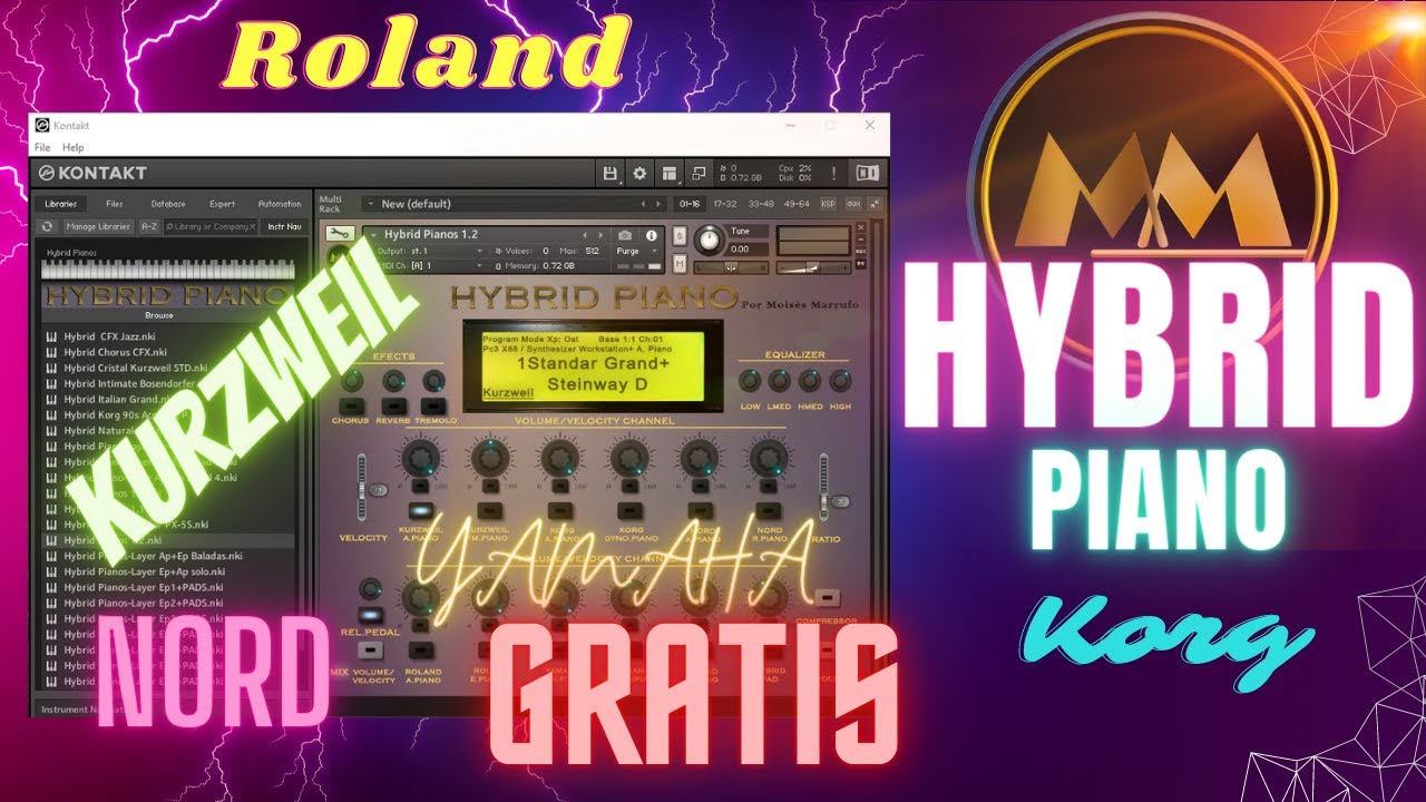 Dyno Piano-Hybrid Piano  , Kurzweil FM, Yamaha TX816, Nord Close ideal, MKS-20 E. Piano 2 E Pianos.