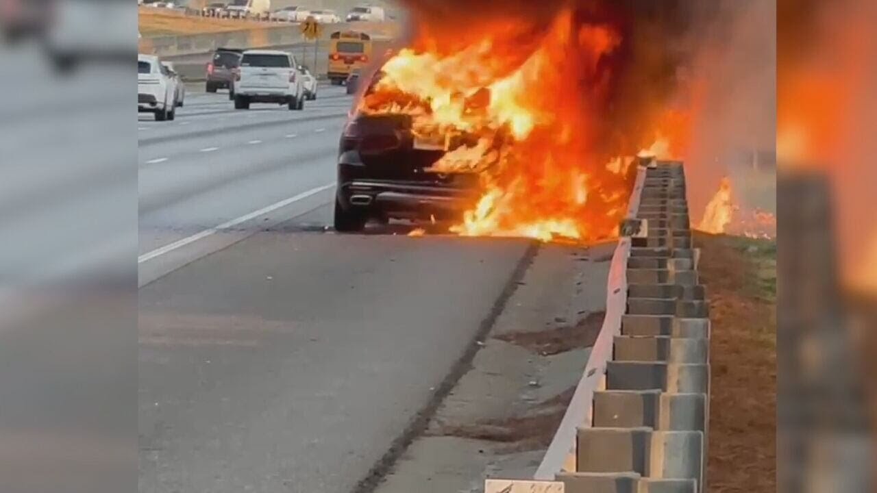 Mercedes suddenly bursts into flames while driving, owner says. Automaker says there&rsquo;s no defect