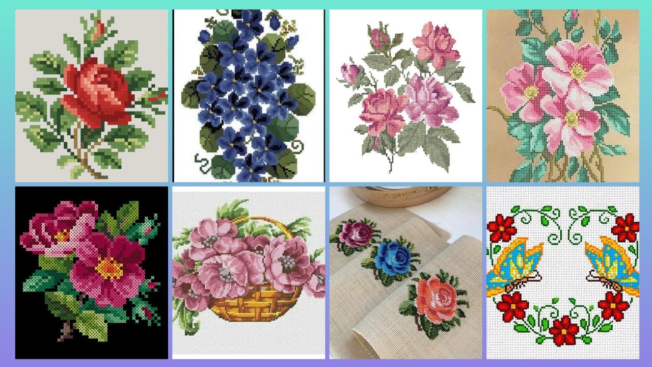 Top 100+ Amazing and Elegant Floral Cross stitch patterns || Charsuti Kerhai Ideas For Everything||