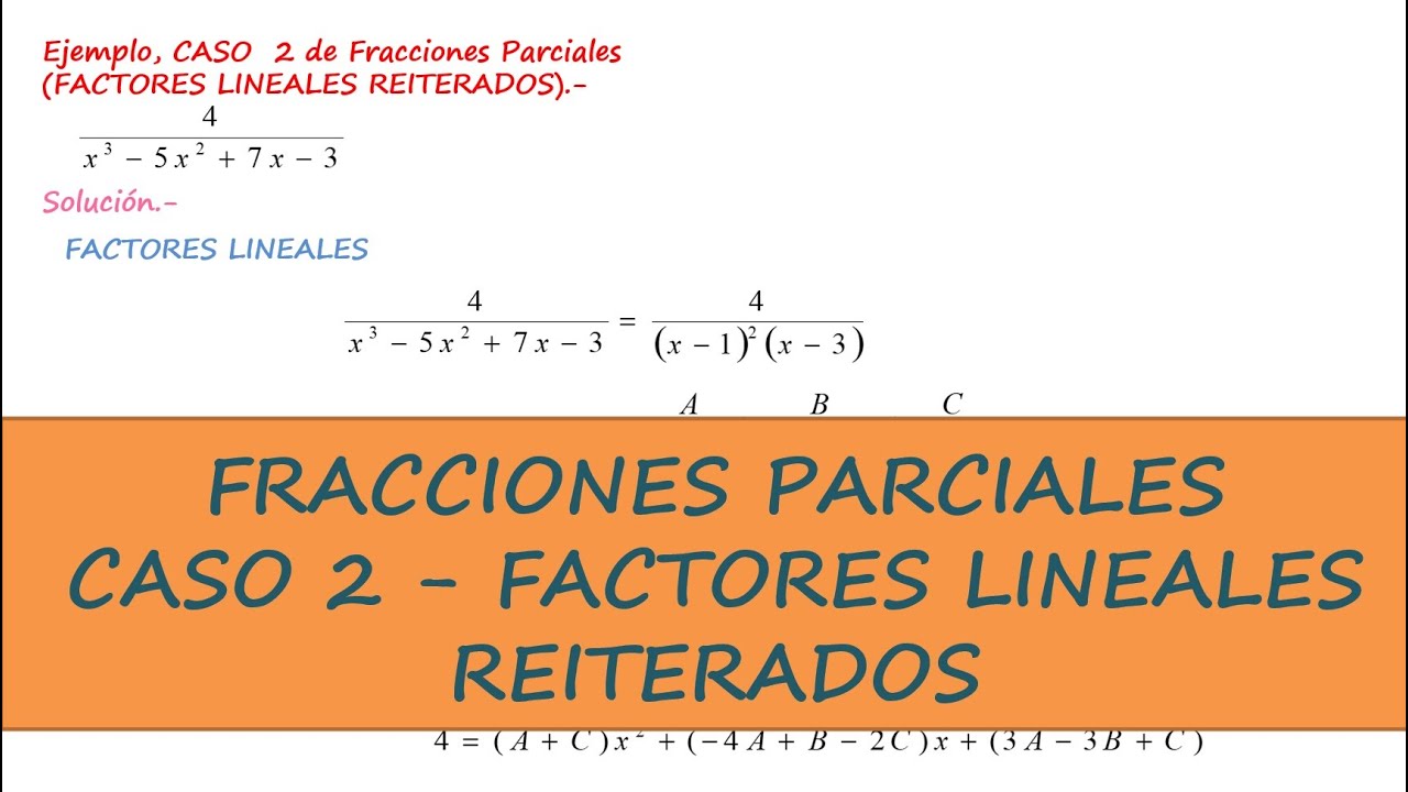 FRACCIONES PARCIALES CASO 2 - FACTORES LINEALES REITERADOS📚📒