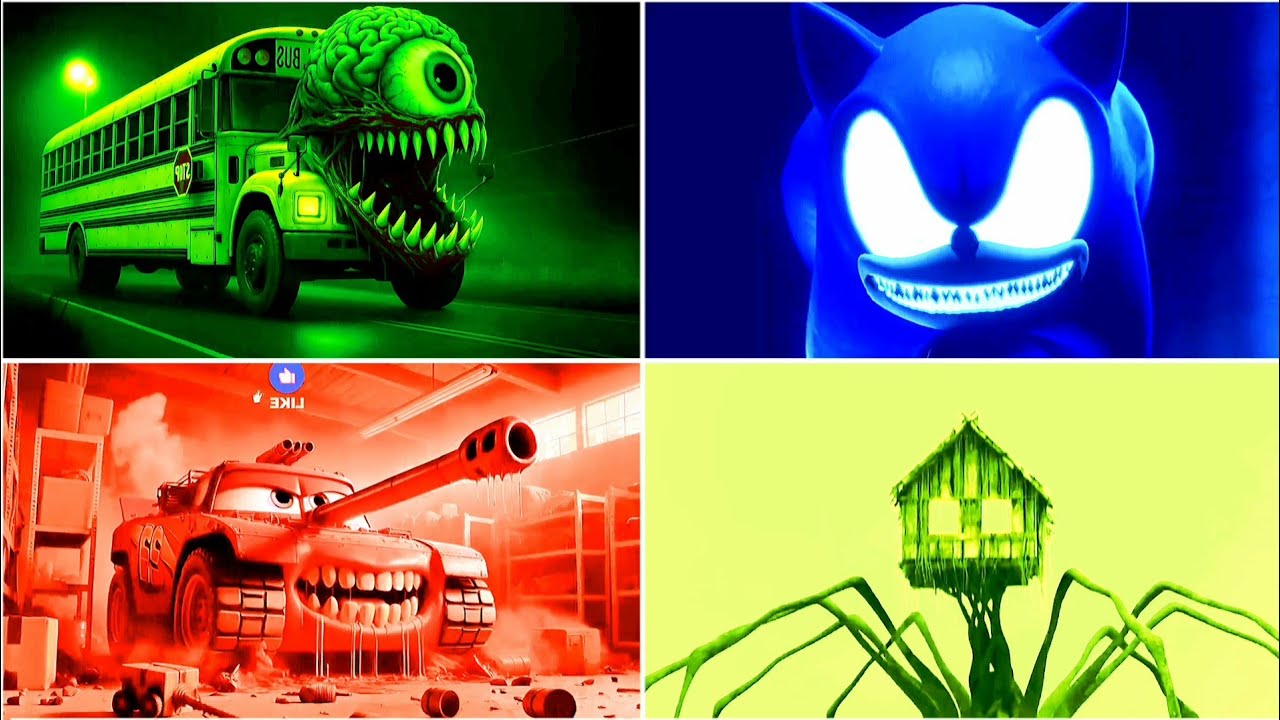 SCHOOL BUS 🆚  SONIC EXE 🆚 HOUSE HEAD 🆚 McQUEEN TANK - COFFIN DANCE SONG | TILES HOP #141