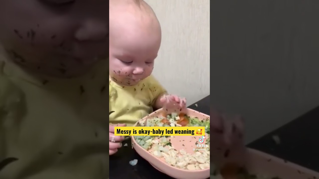 Messy is okay-baby led weaning 🥰#cutebaby #messyeating #weaningfoods