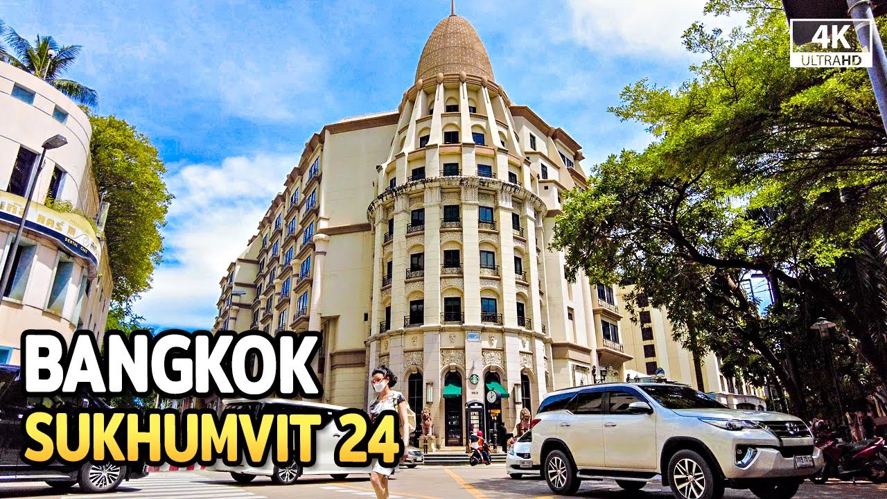 Sukhumvit Soi 24 Phrom Phong Street Walk Bangkok - August 2022 [4K]