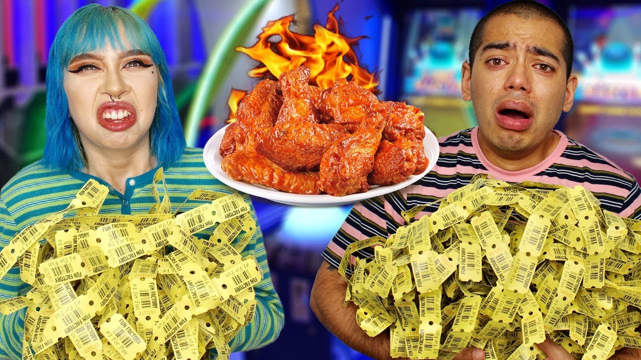 Arcade Ticket Challenge,  LOSER EATS WORLDS HOTTEST WINGS!