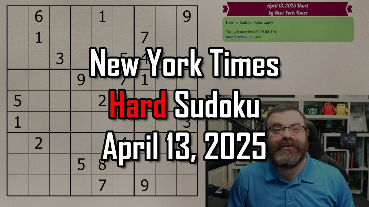 NYT Hard Sudoku Walkthrough | April 13, 2025