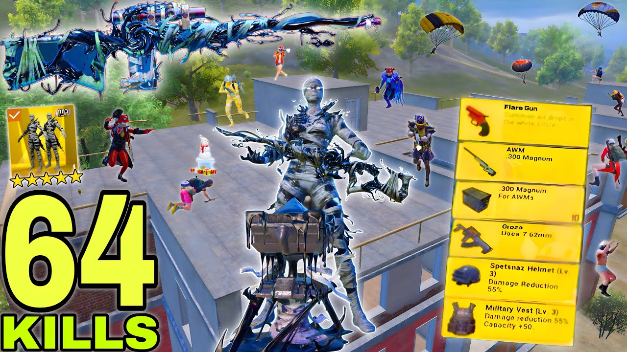 64 SOLO KILLS!😍 KING OF AWM BEST GAMEPLAY w/ AWM in NEW VERSİON🔥CHAOSPHAGE MUMMY SET😈 Pubg Mobile