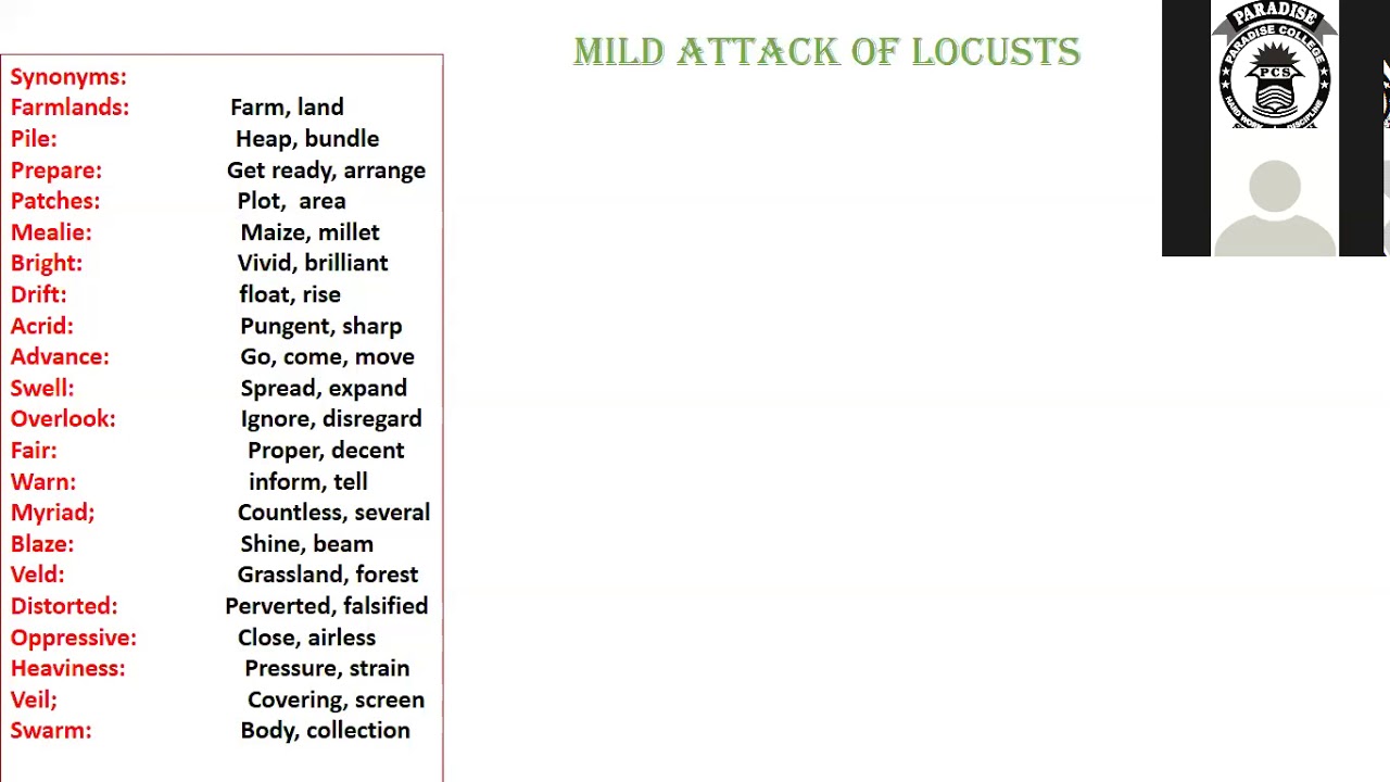 A Mild Attack of Locusts(Translation & Synonym ) Lec-1|English | FSc_ICS_I.Com F.A-I l Ujala Fatimal