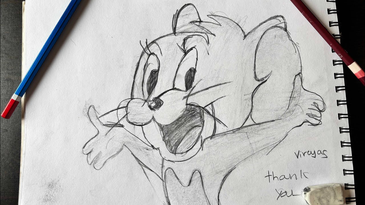 Jerry Mouse Drawing | Easy Cartoon Sketch by a Kid (Step-by-Step)