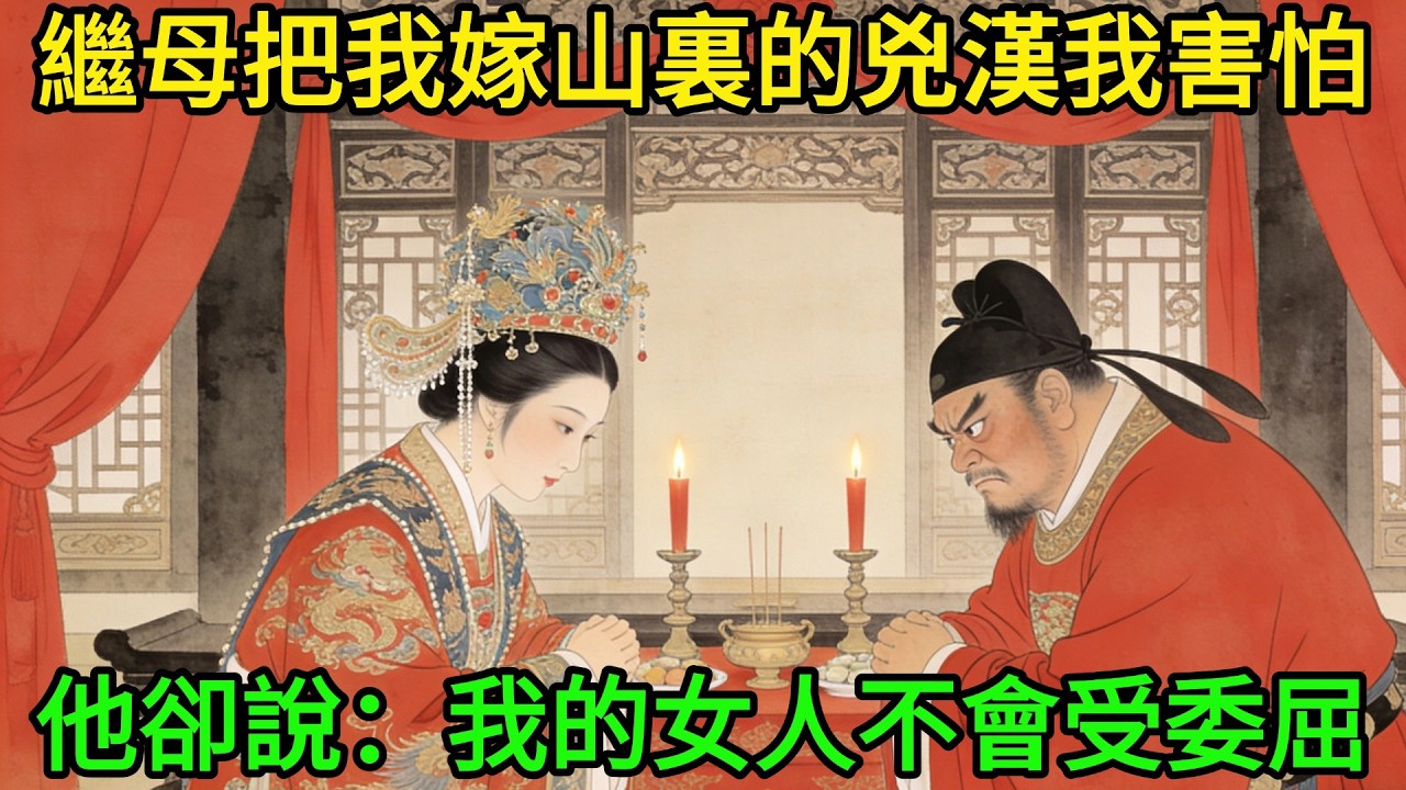 繼母把我塞進花轎，說嫁的是山裏的兇漢。拜完堂我抹淚：我會種菜做飯，不要打我。兇漢咧嘴一笑，敲三下牆，露出金銀財寶：做我的女人不會讓你受委屈的#民間故事#善有善報#爲人處世#故事分享