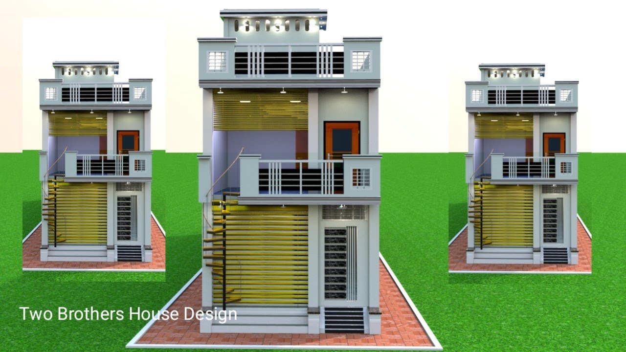 16 by 75 House Design for Two Brothers | 16 * 75 House and Shop design idea #smallhouseplans
