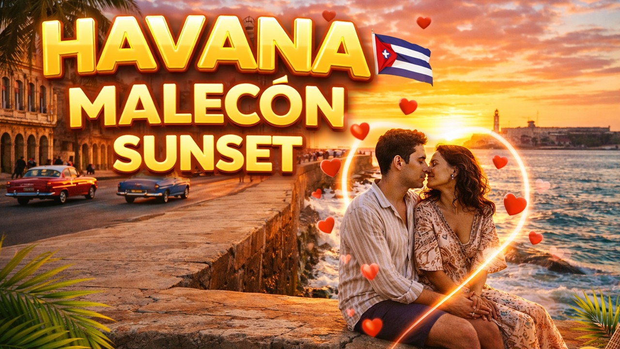 Havana Malecón Sunset 🇨🇺 Cozy Cuban Café Music  Relaxing Ocean Night Vibes