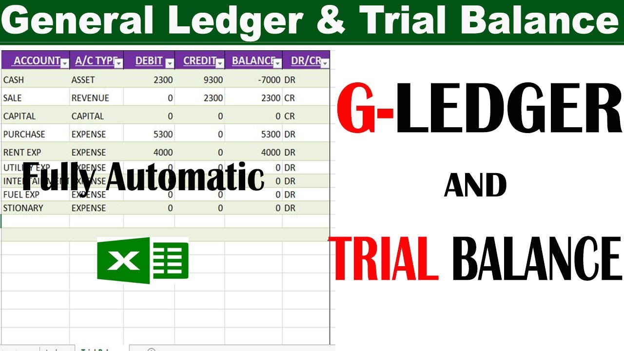 How To Maintain General Ledger and Trial Balance in Excel Fully automatic by learning center