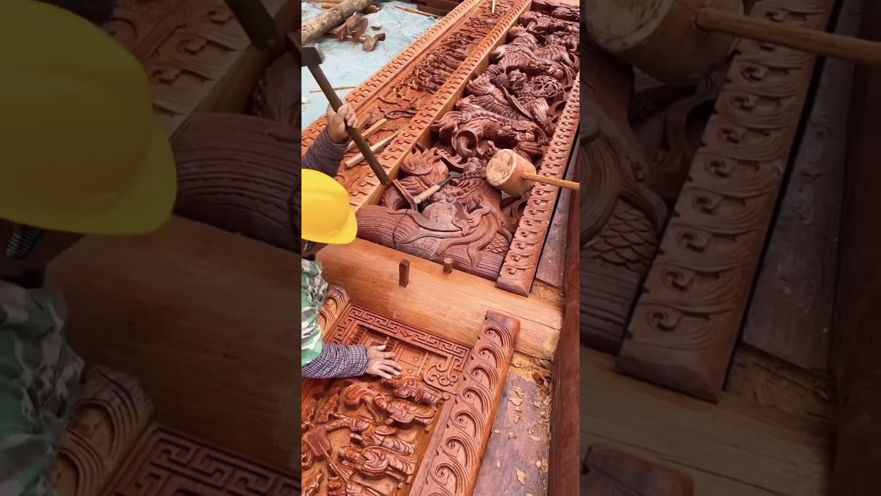 Intricate Wood Carving for Traditional Chinese Architecture