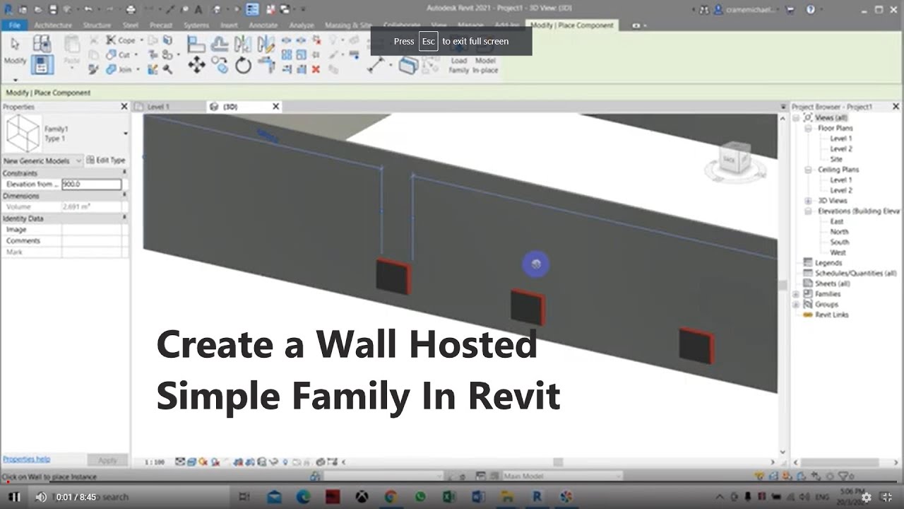 Создание простого семейства, размещенного на стене, в Revit #shortsvideo #shorts #youtubeshorts