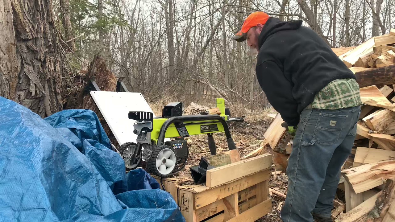 Using a low cost 5 Ton Ryobi Electric Hydraulic Log Splitter for Back up.