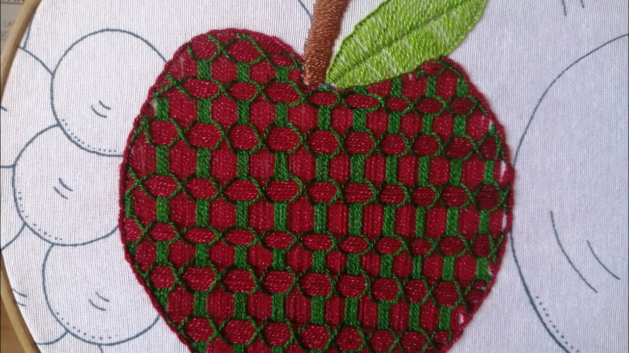 Bordado  fantasía para manzana muy fácil y bonita 🍎🍎🍎🍎
