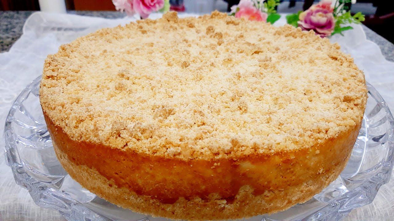 TORTA DE AMENDOIM CREMOSA! (PAÇOCA) CRUMBLE, STREUSEL. SUPER FÁCIL E DELICIOSA. Jazete Paulista.
