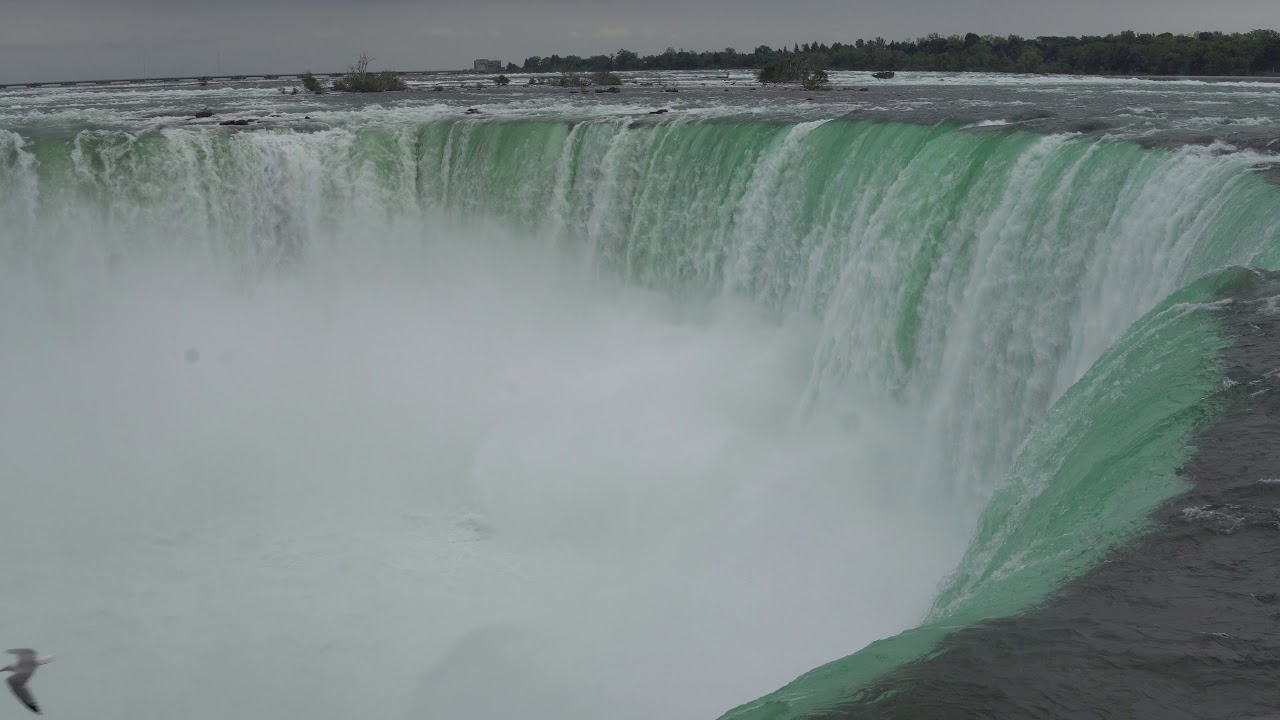 [4K] Horseshoe falls in Niagara Falls - sideview